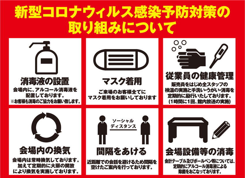 コロナウィルス感染予防対策